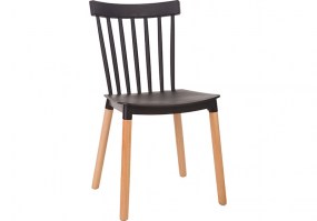 Cadeira-fixa-polipropileno-ANM6023 F-Preta-pés-madeira-HS-Móveis